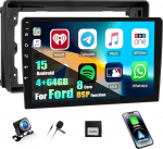 CAMECHO 8-tuumaline Android 15 Qualcomm 4+64G autoraadio Ford Fiesta Focus Transit Connect Kuga Mondeo jaoks koos tagantvaate kaameraga, 9-tolline traadita Carplay DSP Bluetooth raadio Androidiga auto WiFi FM/RDS GPS-ga