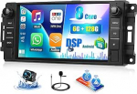 CAMECHO 6+128G Android 15 navigatsiooniga autoraadio Jeep Wrangler Ram JK Dodge Challengerile koos tagantvaate kaameraga, 7-tolline traadita Carplay Android auto Bluetooth raadio WiFi GPS FM/RDS peeglilink +
