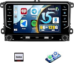 CAMECHO 6+128G 8-tuumaline Android 15 raadio VW Golf 5 Golf 6 Passat B6 B7 B7 Polo Touran Tiguan Caddy, 7-tolline navigatsiooniautoradio 2 DIN juhtmevaba Carplay GPS WiFi Bluetooth Android auto peeglilink +