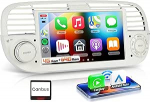 Traadita Carplay autoraadio Fiat 500 (2007-2015), podofo 4G+64G Android autoraadio 7-tolline puuteekraaniga Bluetooth-m&auml;ngija koos Navi/WiFi/Canbus/FM/RDS roolijuhtimispuldiga
