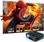 CWEUG Kaasaskantav nutikas projektor 4K Android TV, automaatne fookus WIFI6 Bluetooth Full HD 1080P projektor auto keystone korrektsioon, 9500 Lm 50% Zoom mobiiltelefoni LED projektor kompaktne Netflix kodukino jaoks