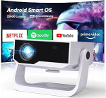 Nutikas projektor 4K toega, Android 11, Full HD 1080P, 28000 luumenit, WiFi 6 & BT 5.2, 120&deg; reguleeritav statiiv, elektriline fookus, keystone korrektsioon, kodukino projektor Switch/PS5 jaoks.