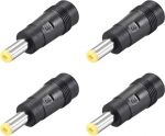 hankimise kaart 4 x DC Power Adapter Female 5.5mm x 2.1mm to 5.5mm x 1.7mm Male Tips Input DC Connector Kollane