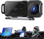 2024 K&otilde;rge intelligentne mobiiltelefoni/tahvelarvuti hoidja, traadita autolaadija mobiiltelefoni hoidja, 2-in-1 automaatne p&ouml;&ouml;rlev tahvelarvuti hoidja auto, 15 W magnetiline autolaadija kokkupandavatele mobiiltelefonidele (h&otilde;bedane)