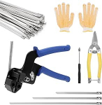 154 kaablisideme p&uuml;stoli pakett koos 3 suurusega 304 roostevabast terasest kaablisideme komplektiga, 200 mm 300 mm 400 mm metallist kaablisidemed koos tangidega, kindad, eemaldamise t&ouml;&ouml;riist masinate jaoks