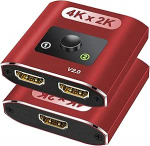 HDMI Splitter 4K@60Hz Bi-Directional HDMI Switch Alumiinium HDMI Splitter 2 in 1 v&auml;ljund HDMI Switcher Support 3D 1080P Sobib TV Box Laptop PS3/4/5 DVD Red (kaablid ei kuulu komplekti)