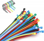Kabelbinder, farbige Kabelbinder, 200 mm x 4,8 mm, nailon, Mehrzweck-Kunststoff-Binder, sicherer selbstschlie&szlig;ender Mechanismus f&uuml;r Zuhause, B&uuml;ro, Kabel, Dr&auml;hte, Garten, DIY-Projekte, 100 St&uuml;ck