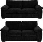 Jumbo Cord Elegant Sofa Set - Comfortable and Stylish 3+2 Seater Living Room Furniture in Black Colour