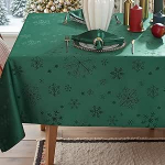 MATIRUG j&otilde;ululaudlina ristk&uuml;likukujulisele lauale, 52 x 70 tolli, lekkekindel, kortsukindel, roheline lumehelbeke Jacquard-kangas laudlina j&otilde;uludeks, talveks, puhkuseks, uueks aastaks