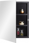 Fundin 40x51cm Black Plastic Mirror Cabinet with Polished Edge Mirror Door Recessed and Surface Mounted