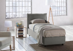 Talamo Italia Veronica Single Bed with Container, Made in Italy, Headboard and Fabric Cover, Front Opening, Fits Mattress 80 x 190 cm, Grey