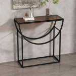 asdchZen Console Sofa Table, Modern Entrance Table with Metal Frame, Half Moon Table Top Made of Tempered Glass, for Living Room, Hallway