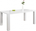 Dining Table White High Gloss MDF 120 x 80 cm Rectangular Luca Modern Kitchen Table Made of MDF Wood White Four Foot Table High Gloss White Varnished Designer Dining Room Table with Bright White