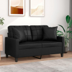 ZEYUAN 3200798 2-Seater Sofa with Decorative Cushions Black 120 cm Faux Leather, Sofas & Couches, Sofa Living Room, Sofa for Teenager's Room, Relaxing Sofa, Sofa for Bedroom, Upholstered Sofa