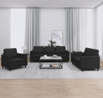 ZEYUAN 3201740 3-Piece Sofa Set with Cushions Black Faux Leather, Sofas & Couches, Sofa Living Room, Sofa for Teenager's Room, Relaxing Sofa, Sofa for Bedroom, Upholstered Sofa