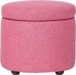 YXZN Stool with Storage Space, Footstool Storage Box, Removable Lid, Padded Seat Made of Linen, Solid Wood