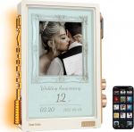 Divoom Times Frame - l&auml;bipaistev digitaalne pildiraam (10,1-Zoll) koos WLAN ja 64 GB, IPS-Display mit Schweb-Effekt und RGB-Drehknopf, 400+ Zifferbl&auml;tter, Widgets und Pixel-Art-Community (valge)