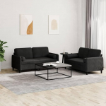 Juroupi 3201999 2-Piece Sofa Set with Cushion Sofa Living Room Sofa Set Sofas for Living Room Black Velvet