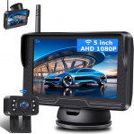 Stabiilne pilt: AHD 1080P traadita tagurduskaamera koos 5-tollise tagurduskaamera monitoriga 6 LED traadita tagurduskaamera Super Night Vision 170&deg; laia nurga DC 12 V auto SUV veoauto jaoks.