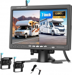 SIXWIN traadita tagantvaate kaamera komplekt HD 1080P 7-tolline monitor koos 2 traadita tagantvaate kaameraga haagisele, RV, veoautole, autole, bussile, IP68 veekindel, &ouml;ine n&auml;gemine, BSD, 12V-36V