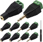 3,5 mm kruviklemm kullatud, 1/8-tolline TS mono mees kuni 2-poldiline kruviklamber koos 1/8-tollise TS mono emase ja 2-poldilise kruviklemmiga, Balun Solderless Converter koos kruvikeerajaga