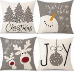PSDWETS J&otilde;ulud Pillow Covers 18 x 18 tolli komplekt 4 j&otilde;ulukaunistust Lumemehel Hirv J&otilde;ulupuu Talvine puhkusekorraldus visata padi kate kodu diivanile