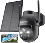 YESYAMO 2K valvekaamera v&auml;ljas aku, 355 &deg; / 90 &deg; Pan Tilt WLAN kaamera v&auml;rvilise &ouml;&ouml;n&auml;gemisega, p&auml;ikesekaamera j&auml;lgimine v&auml;ljas, PIR liikumisandur, IP66, pilve / SD m&auml;lu, 2-suunaline heli, 2.4