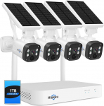 【10 Channels + 1TB HDD】Hiseeu 4MP Solar Wireless Security Camera System, WiFi Security Camera System with Solar Panel, Motion Detection, Colour Night Vision