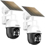 aosu v&auml;livalvekaamera p&auml;ikesepaneeliga, panoraam PTZ, automaatne isikute j&auml;lgimine, 2K &ouml;&ouml;n&auml;gemine, valgus- ja helisignaal, 2-suunaline heli, &uuml;hildub Alexa / Google Assistantiga (2-pack)