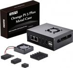 GeeekPi Orange Pi 5+ metallist korpus 40mm ventilaatori ja 4 alumiiniumist jahutusradiaatoriga