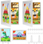 SelfTek Pack of 2 Art Frames Front avamine valge pildiraamid joonistused A4 Art Frame Hinged A4 paigutamine 150+, Display joonistused