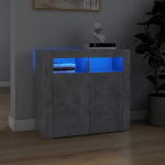 Leepesx Sideboard with LED Lights, Storage Cabinet, Hallway Cabinet, Side Cabinet, Cabinet, Sideboard, Concrete Grey, 80 x 35 x 75 cm