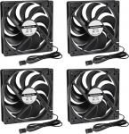 4 Pack PWM PC ja CPU ventilaator 120 mm 12 V must 3-pin PWM vaikne ventilaator