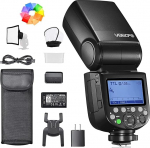Godox V860IIIS v&auml;lklambi Sony kaameratele 76Ws 2.4G HSS 1/8000s 10 kiirusega reguleeritava valguse 7.2V/2600mAh liitiumaku koos hajuti, v&auml;rvifiltri ja mini softboxiga.