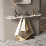 Moderner Konsolentisch Schmal, Dekorativer Flurtisch Mit Steinplatte, Kreativer Eingangsbereich-Tisch Schmale Sofatische, Diamant-Metallrahmen-Design, F&uuml;r Wohnzimmer, Den Flur, Eingangsbereich