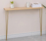 Konsolentisch Schmal, Moderner Flurtisch, Massivholz-Beistelltisch Schmal f&uuml;r Wohnzimmer, Foyer, Korridor & B&uuml;ro, Metallgestell(Gold,100 * 20 * 80 cm/39 * 8 * 31 in)