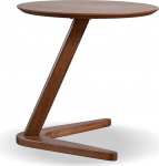 Furniture of America Lucian Mid-Century Moderner Massivholz Braun Runder Beistelltisch mit V-Form Basis, Minimalistischer Nachttisch f&uuml;r Wohnzimmer, B&uuml;ro, Zuhause, Walnuss