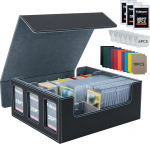 Commander Deck Box for MTG koos 3 tk 35PT magnetkaardiga, kaardikarp 1800+ kaardile koos 10 vaheseinaga ja 6 tara klambriga, sobib 3 x 4-tollise Toploader Trading Card Storage Box Magic TCG jaoks - mustanahaline