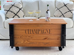 Uncle Joe&acute;s Coffee Table XL Champagne Chest Table Chest in Vintage Shabby Chic Style Solid Wood in Brown with Storage Space and Lid Wooden Box Side Table Country House Living Room Table Wooden Table
