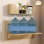 Wandmontierter Klapptisch, schwimmender Laptop mit Ablagef&auml;chern, f&uuml;r kleine R&auml;ume, schwimmendes Regal, multifunktionaler Computerarbeitsplatz im Haus, Studierwerkbank(Natural,80x46x60cm)