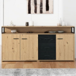 MUST HAVE 150 x 35 x 75,9 cm T&ouml;&ouml;stuslikus stiilis k&uuml;ljepaneel kolme ukse ja kolme sahtliga, massiivsed metallist k&auml;epidemed, sobib magamistuppa, elutuppa ja kontorisse, saab kasutada kapina ja k&ouml;&ouml;gina.