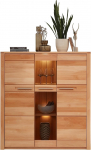 M&ouml;belando Nature One Highboard p&ouml;&ouml;gi s&uuml;damepuidust osaliselt massiivne FSC sertifitseeritud kaasaegne elutoa kapp, kus on palju hoiuruumi ja LED valgustus 127 x 137 x 40 cm (B x K x S)