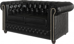 George diivan 2-kohaline Chesterfield diivan elutuppa Lounge diivan Vegan nahast m&ouml;&ouml;bel vabalt seisev polsterdatud diivanid ja diivanid diivanite komplekt must 148 x 86 x 72 cm
