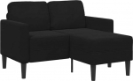 2-kohaline diivan koos Chaise Longue'ga L-kujuline must 125 cm Diivan magamistuppa Polsterdatud diivan Lounge diivan iste m&ouml;&ouml;bel Polsterdatud m&ouml;&ouml;bel disain diivan elutuba diivan sametne