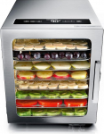 Arendo - Stainless steel dehydrator 8-fold - 500 watts with temperature control - dehydrator for food meat fruits fruit mushrooms - timer up to 24 hours - 8 compartments - GS - dehydrator