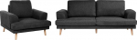Beliani Wohnzimmer Set Stoff schwarz 4-Sitzer mit Sofa und Sessel Kildal