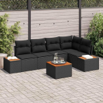 Modulares Garten Sofa Set 5 St&uuml;ck Schwarz Creme Poly Rattan mit Kissen als Outdoor Sofagarnitur