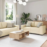 Generisch 3-teiliges Sofa-Set mit Kissen, cremefarbener Stoff,M?Bel,Diivanid,3324656