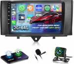 Autoradio Mercedes Benz Smart Fortwo 2011-2015, [2G+64G] Android 9-tolline puutetundlik raadio traadita Carplay ja Android Car/Bluetooth/WiFi/Bluetooth/EQ/FM RDS raadioga.