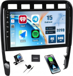 CAMECHO 4+64G Android 15 autoraadio Porsche Cayenne 2002-2010 koos tahavaatekaameraga, 9-tolline traadita Carplay Bluetooth raadio Android auto GPS WiFi FM/RDS peeglilink + Canbus HD IPS puuteekraaniga